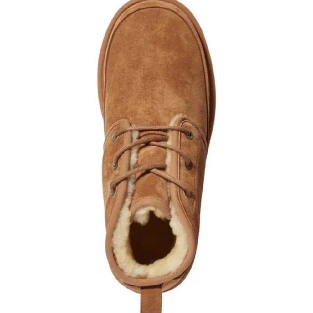 LL Bean Wicked Good Suede Shearling Lined Chukka Boots Tan Brown Lace Up NEW - Picture 3 of 12
